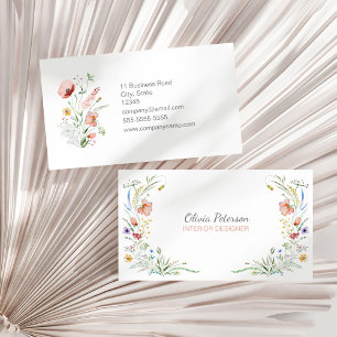 Boho Watercolor Wildflowers Business Card