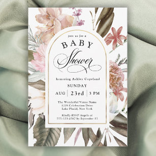 Boho Watercolor Wildflowers Floral Baby Shower Invitation