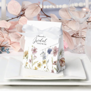 Boho Watercolor Wildflowers Floral Bridal Shower Favour Box