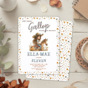 Boho Watercolor Wildflowers Horse Girl Birthday Invitation