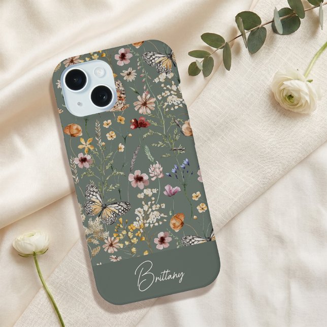 Boho Watercolor Wildflowers iPhone 15 Case (Creator Uploaded)