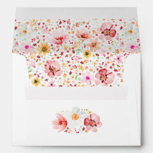Boho Watercolor Wildflowers Pattern Elegant Blush Envelope