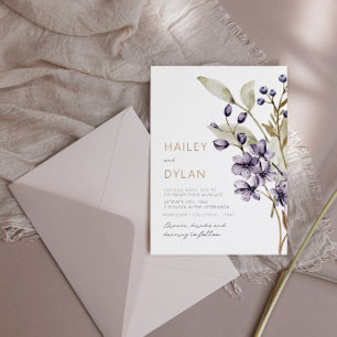 Boho Watercolor Wildflowers Wedding Invitation