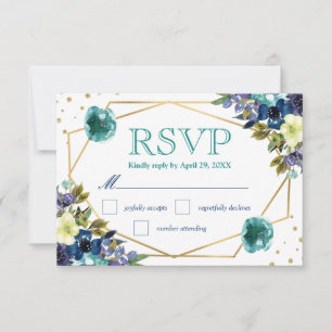 Boho Watercolor Winter Flowers Wedding RSVP