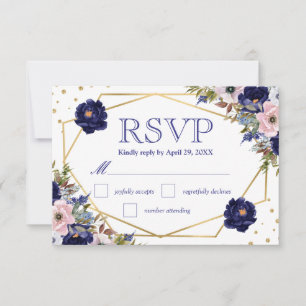 Boho Watercolor Winter Flowers Wedding RSVP Card