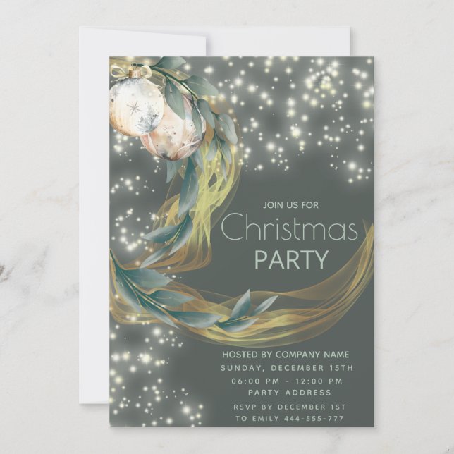 Boho watercolor winter greenery  modern Christmas  Invitation (Front)