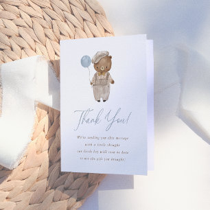 Boho Watercolor Woodland Bear Gender Reveal Thank You Card