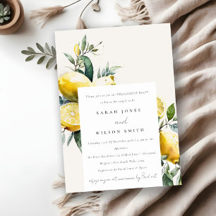 Boho Watercolor Yellow Lemon Garden Engagement Invitation