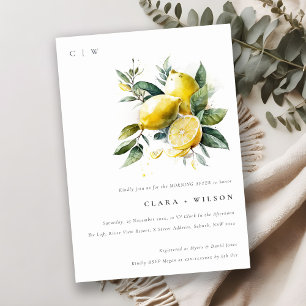 Boho Watercolor Yellow Lemon Garden Morning After Invitation