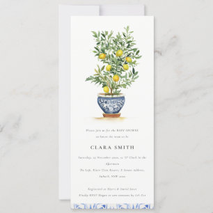 Boho Watercolor Yellow Lemon Tree Baby Shower Invitation