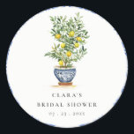 Boho Watercolor Yellow Lemon Tree Bridal Shower Classic Round Sticker<br><div class="desc">Boho Moroccan Watercolor Yellow Lemon Theme Collection.- it's an elegant script watercolor Illustration of boho yellow lemon bunch perfect for your summer spring and country boho wedding & parties. It’s very easy to customise, with your personal details. If you need any other matching product or customisation, kindly message via Zazzle....</div>