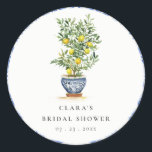 Boho Watercolor Yellow Lemon Tree Bridal Shower Classic Round Sticker<br><div class="desc">Boho Moroccan Watercolor Yellow Lemon Theme Collection.- it's an elegant script watercolor Illustration of boho yellow lemon bunch perfect for your summer spring and country boho wedding & parties. It’s very easy to customise, with your personal details. If you need any other matching product or customisation, kindly message via Zazzle....</div>