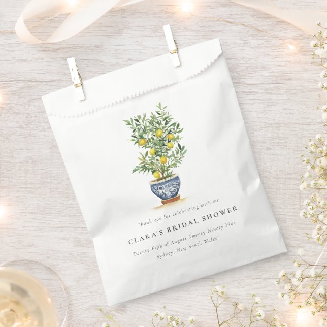 Boho Watercolor Yellow Lemon Tree Bridal Shower Favour Bag (Clipped)