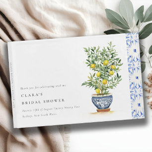 Boho Watercolor Yellow Lemon Tree Bridal Shower Guest Book
