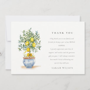 Boho Watercolor Yellow Lemon Tree Bridal Shower Thank You Card