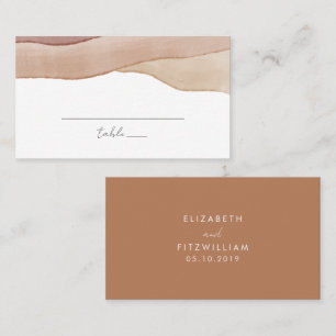 Boho Watercolour Abstract Caramel Mocha Wedding Place Card