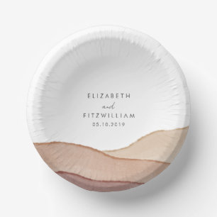 Boho Watercolour Abstract Couples Names Paper Bowl Plate