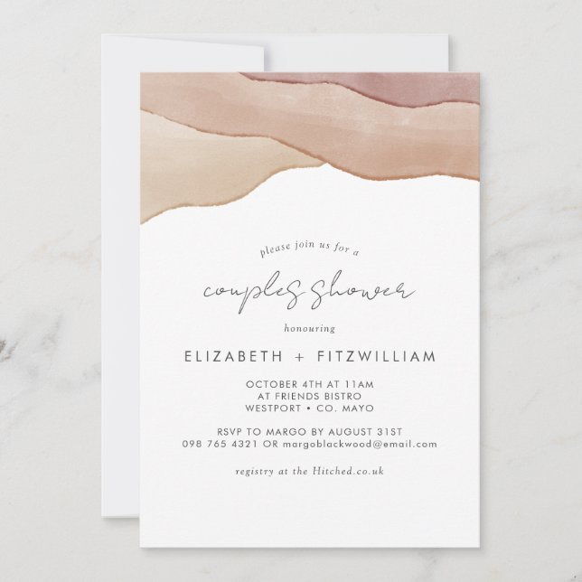 Boho Watercolour Abstract Couples Shower  Invitation (Front)