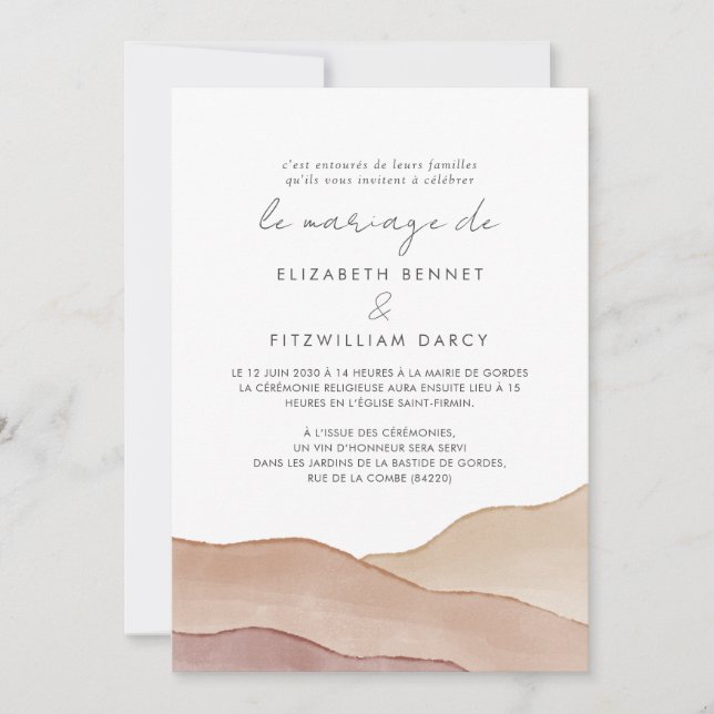 Boho Watercolour Abstract | Le Mariage De  Invitation (Front)