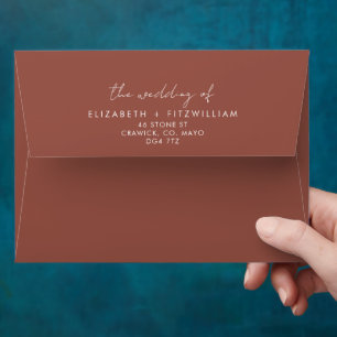 Boho Watercolour Abstract Rust Maple Wedding Envelope