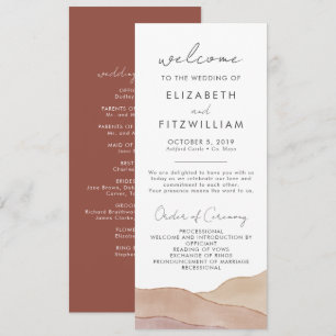 Boho Watercolour Abstract Rust Maple Wedding Program