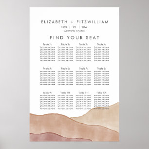 Boho Watercolour Abstract Seating Chart Poster