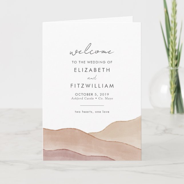 Boho Watercolour Abstract | Wedding Ceremony  Program (Front)