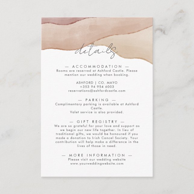 Boho Watercolour Abstract | Wedding Details  Enclosure Card (Front)