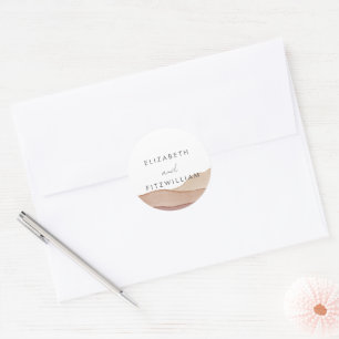 Boho Watercolour Abstract Wedding Envelopes Classic Round Sticker