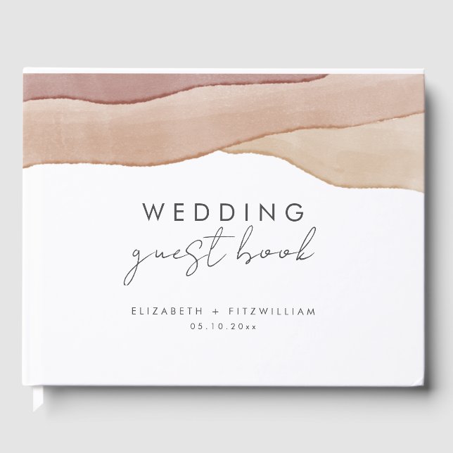Boho Watercolour Abstract Wedding  Guest Book (Front)