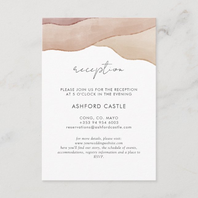 Boho Watercolour Abstract | Wedding Reception  Enclosure Card (Front)