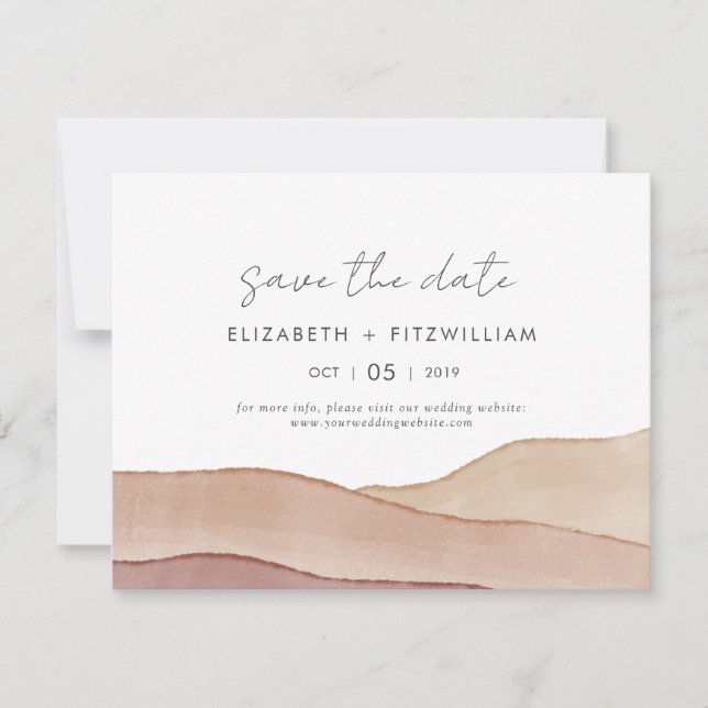 Boho Watercolour Abstract Wedding  Save The Date (Front)