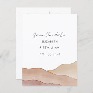 Boho Watercolour Abstract Wedding Save The Date Postcard