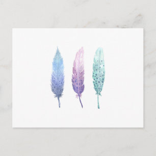 Boho Watercolour Feather Trio Postcard