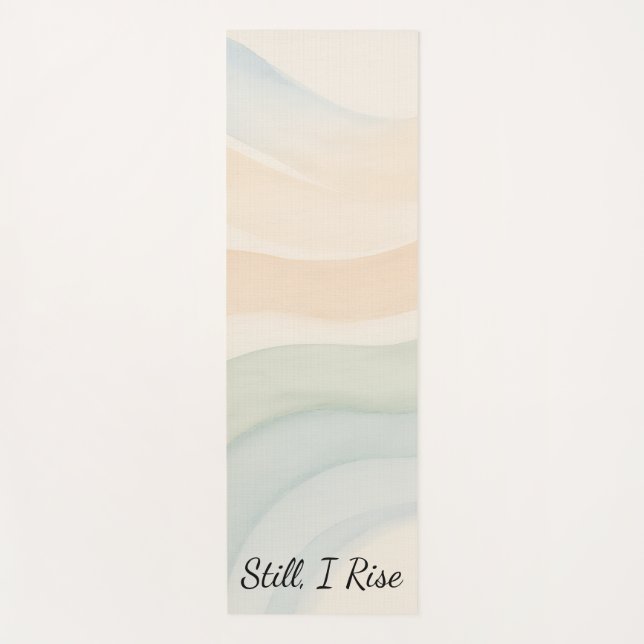 Boho Waves Mindful Calming Minimalist Quote Yoga Mat (Front)