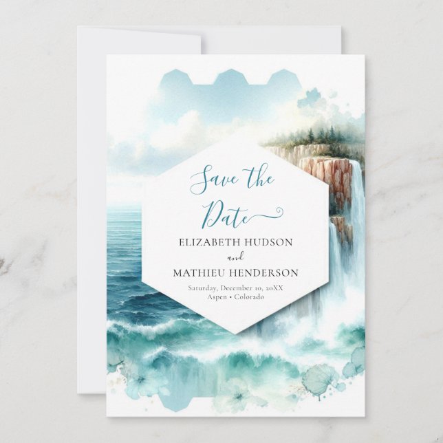  Boho Waves Nautical Wedding Save The Date (Front)