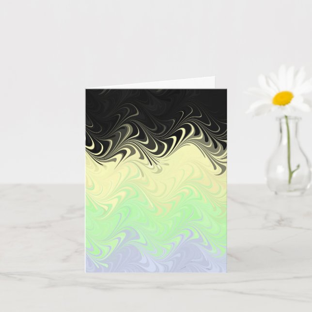 Boho Wavy Marbled Abstract Cassgender Pride Flag Card (Small Plant)
