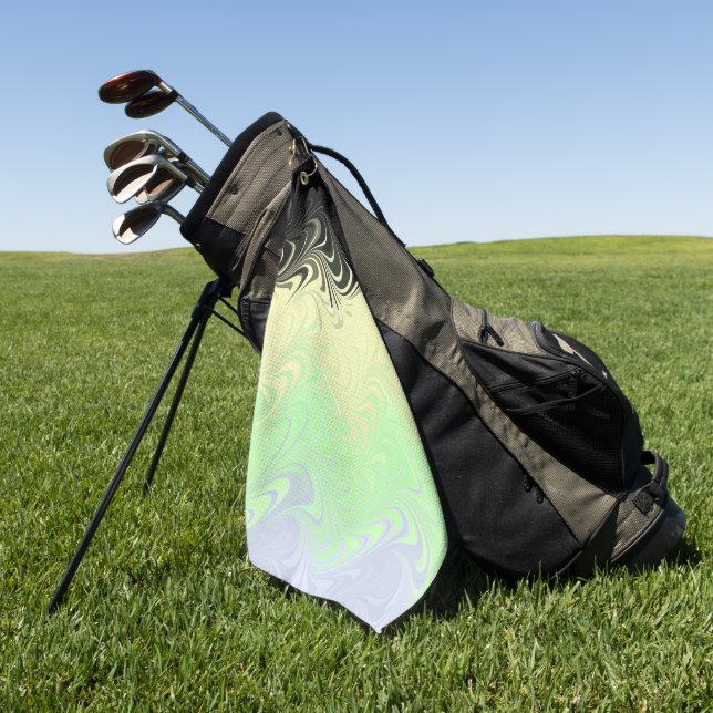 Boho Wavy Marbled Abstract Cassgender Pride Flag Golf Towel (Green)