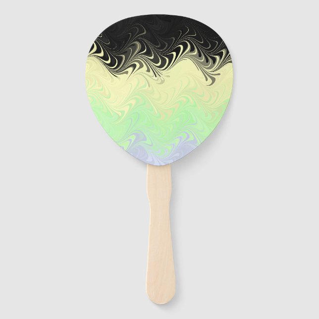 Boho Wavy Marbled Abstract Cassgender Pride Flag Hand Fan (Front)