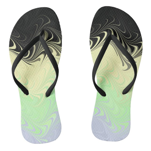 Boho Wavy Marbled Abstract Cassgender Pride Flag Thongs (Footbed)