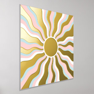 Boho Wavy Sun Rays Retro Design Foil Prints