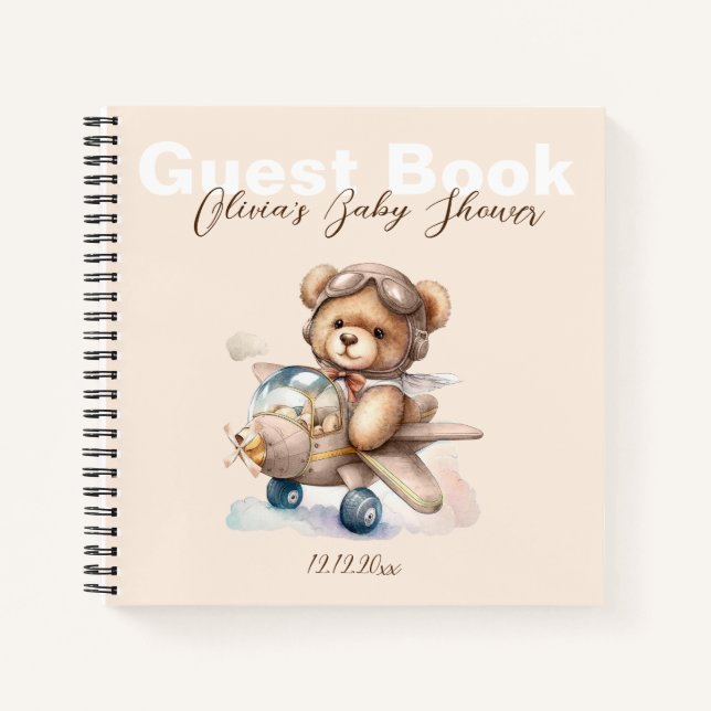Boho We can bearly wait Baby Shower Guest Book (Front)