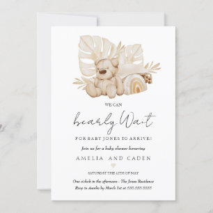 Boho We Can Bearly Wait Baby Shower Invitation
