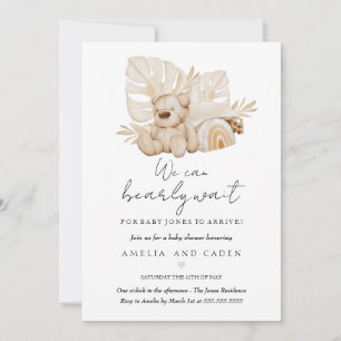 Boho We Can Bearly Wait Baby Shower Invitation