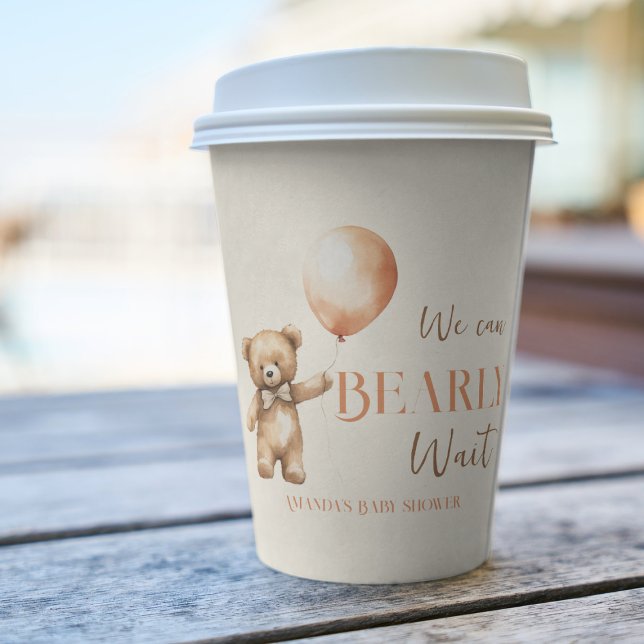 Boho We Can Bearly Wait Beige Bear Baby Shower Paper Cups (Creator Uploaded)