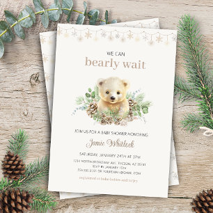 Boho We Can Bearly Wait Winter Baby Shower Invitation