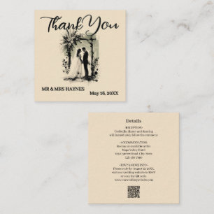 Boho Wedding ArchThank You Card with Bride & Groom