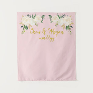 Boho Wedding Backdrop Pink Gold Photo Booth Prop Tapestry