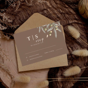 Boho Wedding Beige Botanical RSVP Card