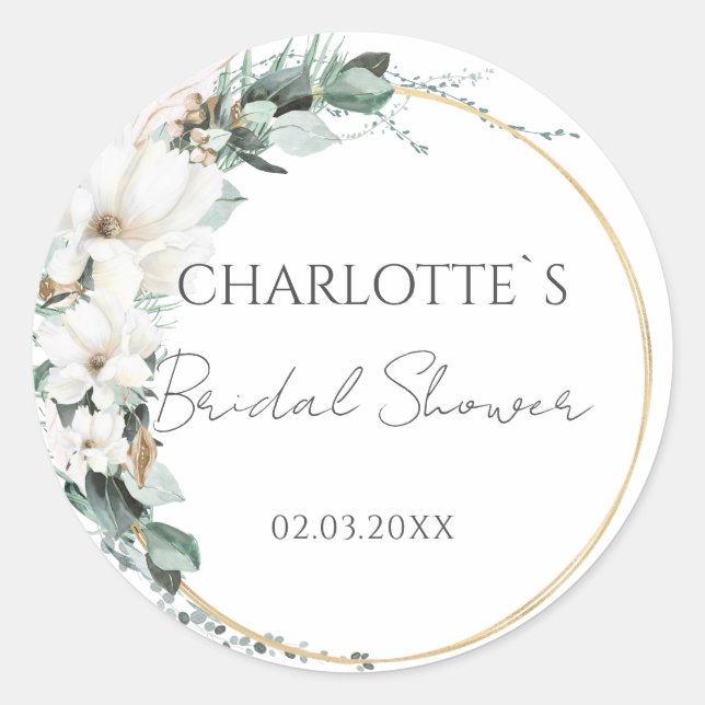 BOHO WEDDING BRIDAL SHOWER   CLASSIC ROUND STICKER (Front)